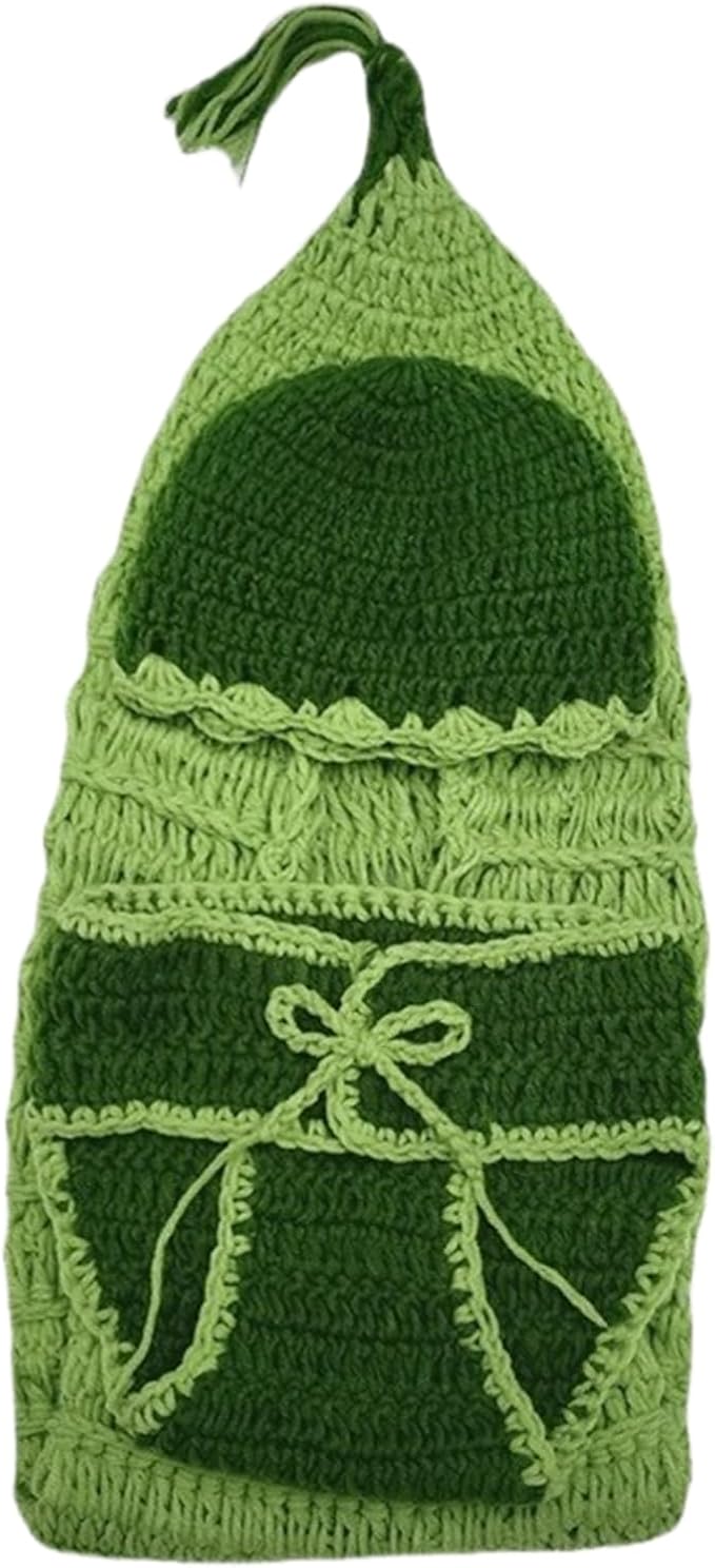 3Pcs Baby Photo Shoots Costume Set Green Bean Shaped Sleep Bag With Hat And Diaper Shorts For Newborns 0-3 Months Infant