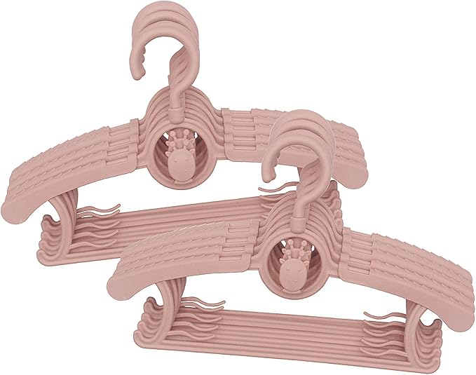 Baby Hangers for Closet, 360° Swivel Hook Kids Hanger, Non-Slip Baby Clothes Hangers, 30pcs Nude Pink Adjustable Toddler Hanger for Girl Boy Infant Kid Hangers, Space Saving