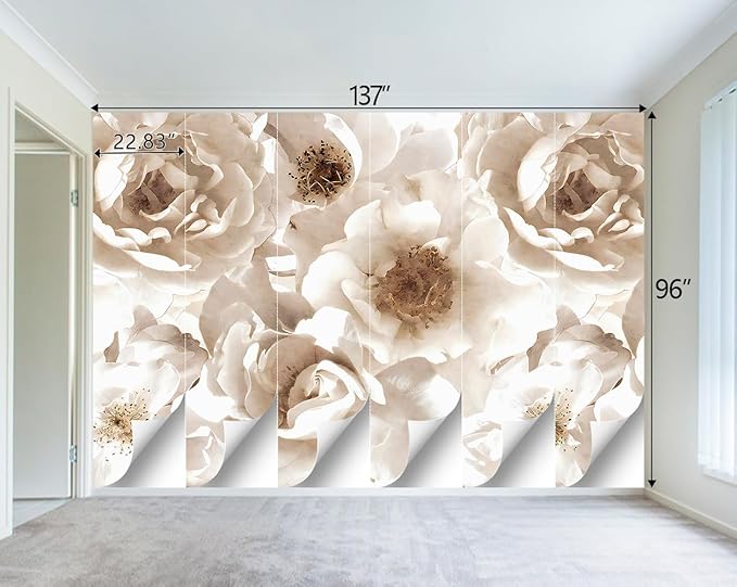 Floral wallpeper for Girls Bedroom Modern Flower Living Room Wall Mural - 137"x96"（Not Peel and Stick）