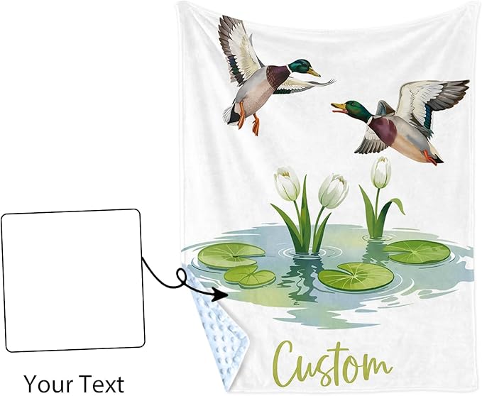 Personalized Baby Blanket with Name – Duck Theme Soft Receiving Blanket for Newborn Boys, Custom, Rustic Nursery Decor for Toddlers