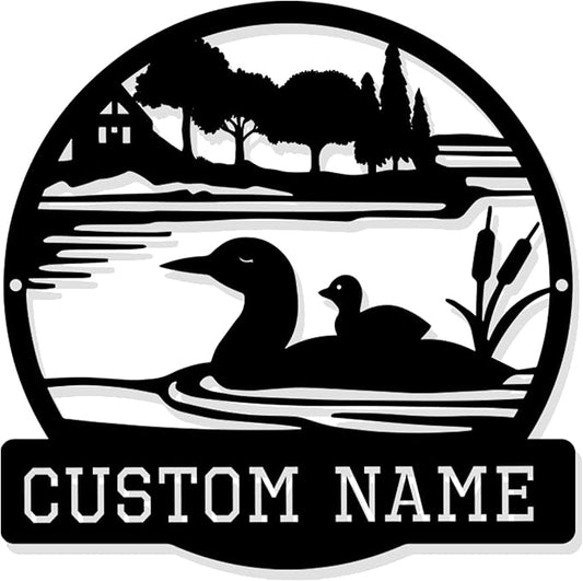 Custom Duck Metal Wall Sign, Personalized Duck Metal Wall Art, Custom Family Name Sign, Farm Decor, Cabin Decor, Porch Sign
