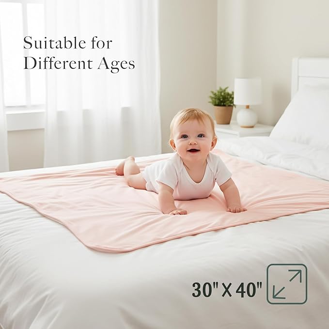 Supersoft Baby Blankets for Girls Boys, Rayon Made from Bamboo Baby Quilt - Breathable & Hypoallergenic Blanket for Bedding Crib Stroller 30"x40" (Pink)