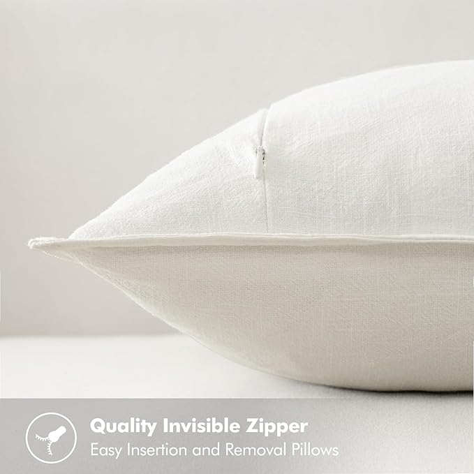 MIULEE Decorative Linen Euro Sham Pillow Covers 26x26 Cream White Boho Farmhouse Neutral Christmas Couch Throw Pillows for Bed Pack of 2 Accent Modern Pillowcase Sofa Livingroom Home Decor