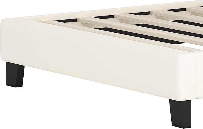 Bellemave Twin Size Princess Bed Frame with Crown Shaped Headboard for Kids,Upholstered Platform Bed with Slats Support,Twin Girls Bed,White