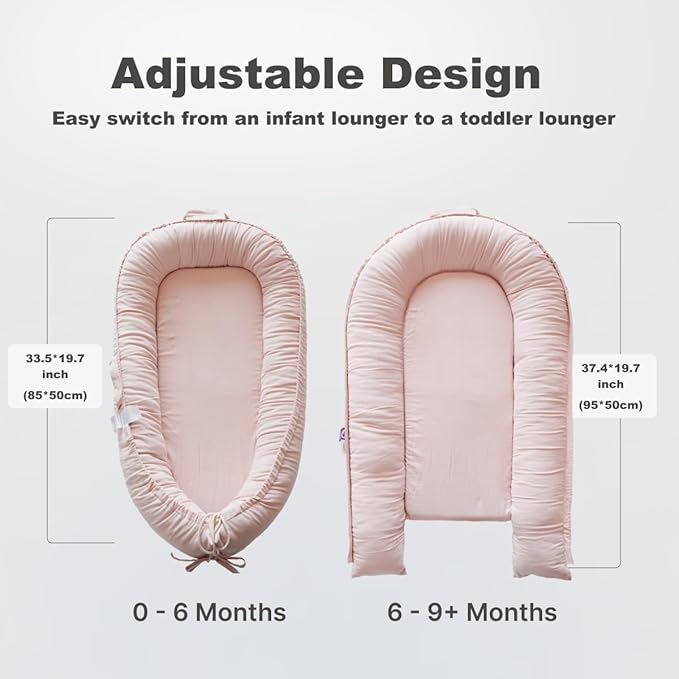 Infant Lounger, Baby Nest Cover for Baby Girls & Boys, Newborn Essentials for Baby 0-12 Months, 100% Cotton Breathable (Mistyrose_Corduroy)