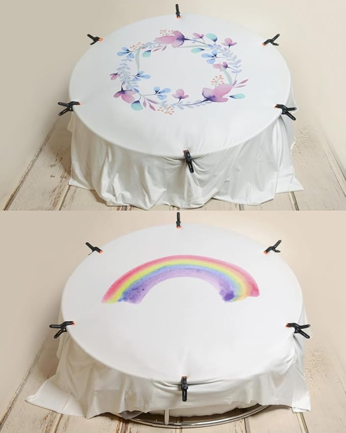 Newborn Posing Table and Beanbag(Unfilled) Stainless Steel Newborn Photography Stand with 6 Clamps Baby Photoshoot Stand Backdrop Frame Infant Round Background Station for Newborn Photo Sessions