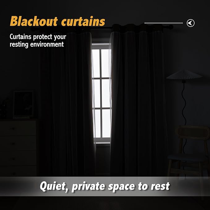 Anytime Home Curtains Blackout and Sheer Layered Solid Window Curtain Panel Pair with Grommet Top, 52Wx84L,Coffee