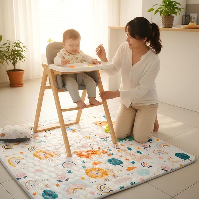 Baby Play Mats for Floor, 50"×50" Playpen Mat, Thick Cushioning Padding Foam Playmat, Washable Crawling Mat for Baby and Toddlers Infants to Play and Learn