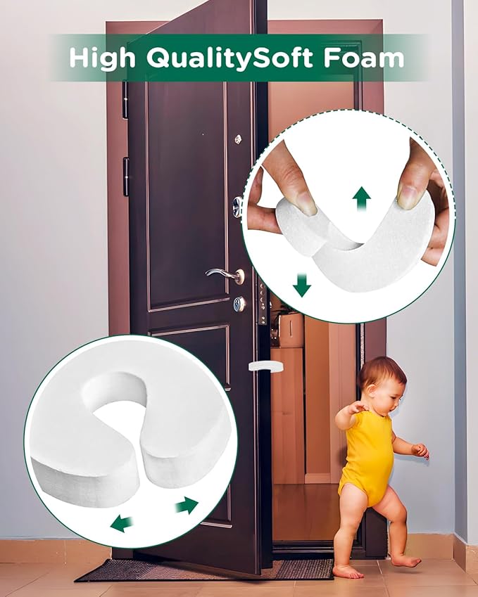 Pack of 6 Door Finger Pinch Guards, Child Proof Door Slam Stopper, Prevents Fingers Injuries, Baby and Pets from Getting Locked in Room,Fits Any Doors Size