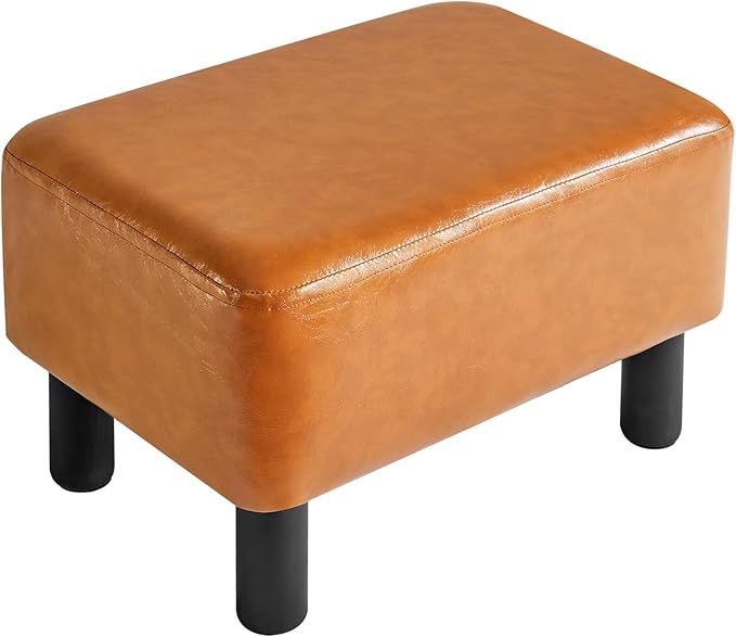 IBUYKE Small Foot Rest Ottoman, PU Faux Leather Rectangle Foot Stool with Non-Skid Plastic Legs, Small Footstool for Couch, Desk, Office RF-BD217