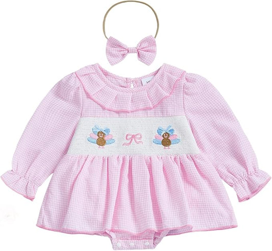 Giraropa Baby Girl Fall Winter Clothes Long Sleeve Romper Dress + Socks + Headband Newborn Infant Cute Casual Outfits