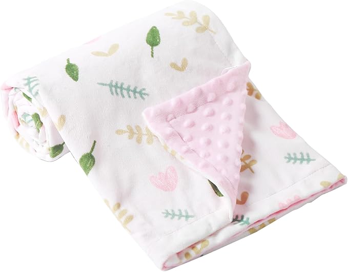 iEvolve Baby Nursery Bed Blankets Ultra Soft Double Layer Mini Blanket Minky Blanket Receiving Blankets Shower Gifts(Flower,30 * 47in)