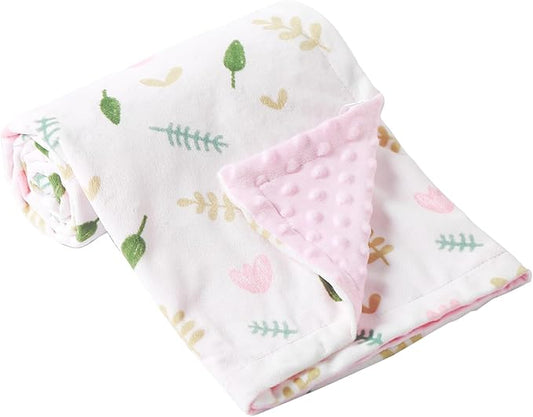 iEvolve Baby Nursery Bed Blankets Ultra Soft Double Layer Mini Blanket Minky Blanket Receiving Blankets Shower Gifts(Flower,30 * 47in)
