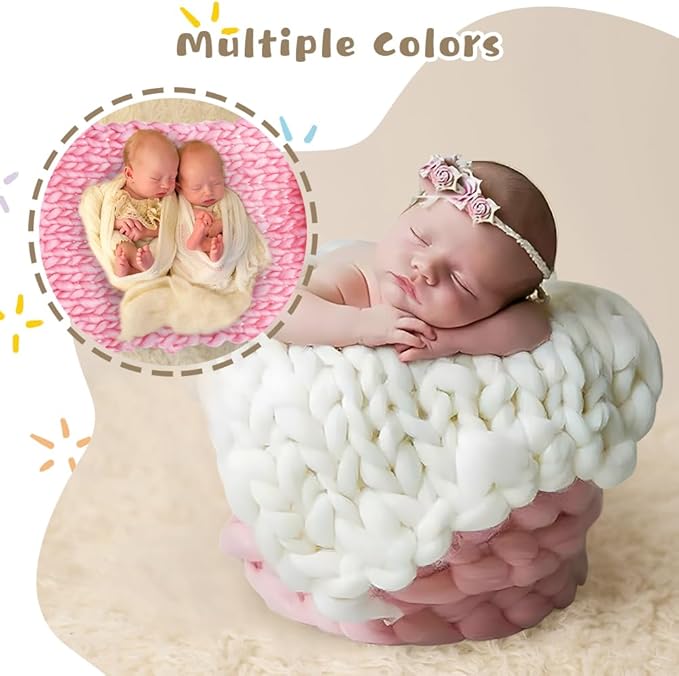 Newborn Photography Props Blanket, 50 * 50cm Hand-Knitted Crochet Newborn Photography Props Blanket Basket Filler Newborn Baby Photography Props for Boys Girls