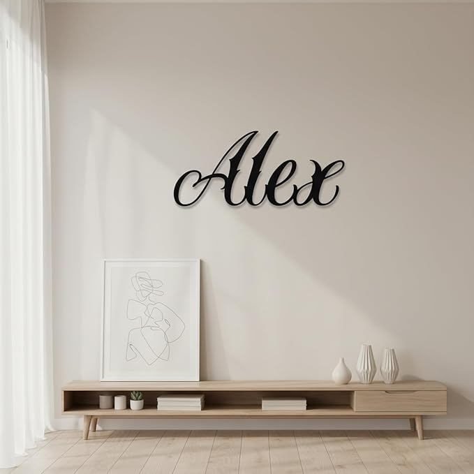 Custom Metal Words - Classic Calligraphy Script Name Sign - Custom Name Sign Baby - Elegant Laser Cut Cursive Wall Art for Baby Name, Wedding & Home Decoration Gift