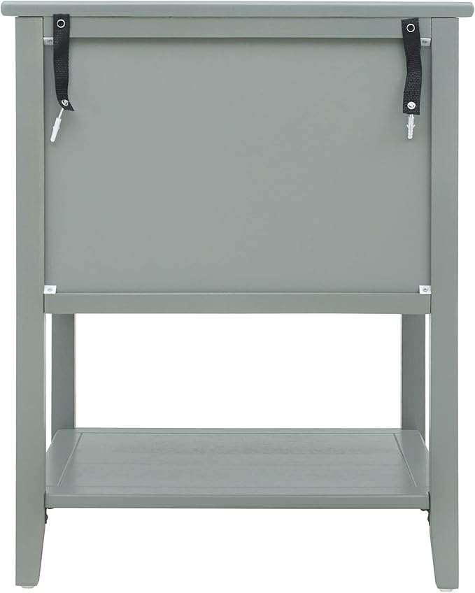 PElHONGET Nightstand with 2 Drawers, End Table Mid Century Modern Side Table with Shelf Storage, Bed Night Stand with Metal Handles Wood Accent Table for Bedroom, Living Room(Olive Green)