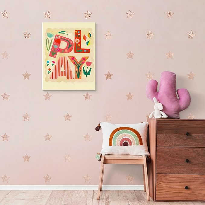 SZERE Cute Playroom Kids Floral Canvas Art Decor Posters Prints,Play baby boy girls Flowers Room Bedroom Canvas Wall Art Decor Aesthetic for Toddler Nursery Kids Gifts, ,11x14 Inch Set of 4 Pcs Playroom Pictures