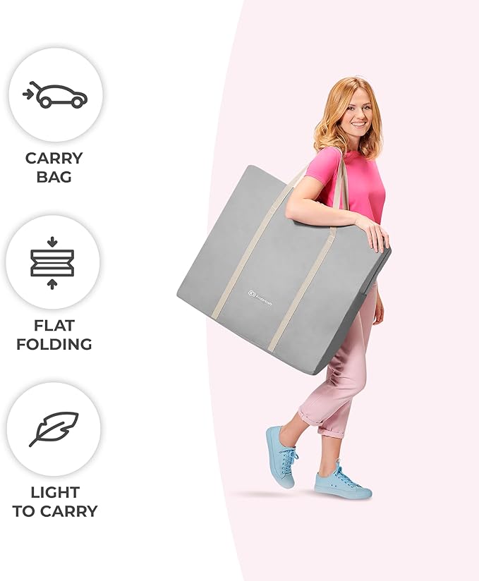 Kinderkraft LOVI Travel Bassinet for Baby, Portable Folding Baby Bed with Built-in Mosquito net, Adjustable Hood and an Additional Cradle Function, Grey
