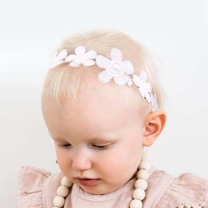 cherrboll Baby Flower Bows Headbands 6pcs Floral Hair Wraps Nylon Hairbands Crown Newborn Infant Toddler Hair Accessories