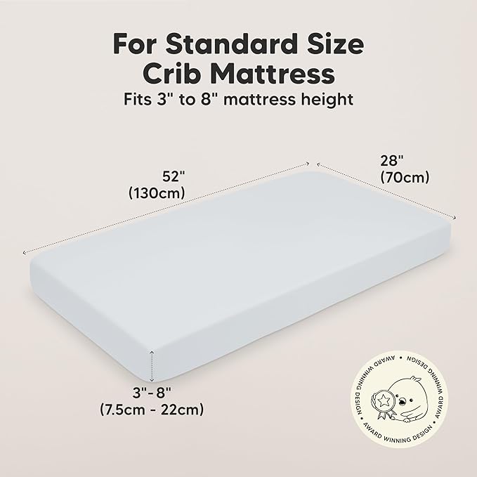KeaBabies 2-Pack Organic Crib Sheets for Boys, Girls - 52x28 Fitted Crib Mattress Sheet Neutral, Breathable Jersey Cotton Cover for Baby Bed, Toddler Mattress, Soft & Cute Prints (Hazy)