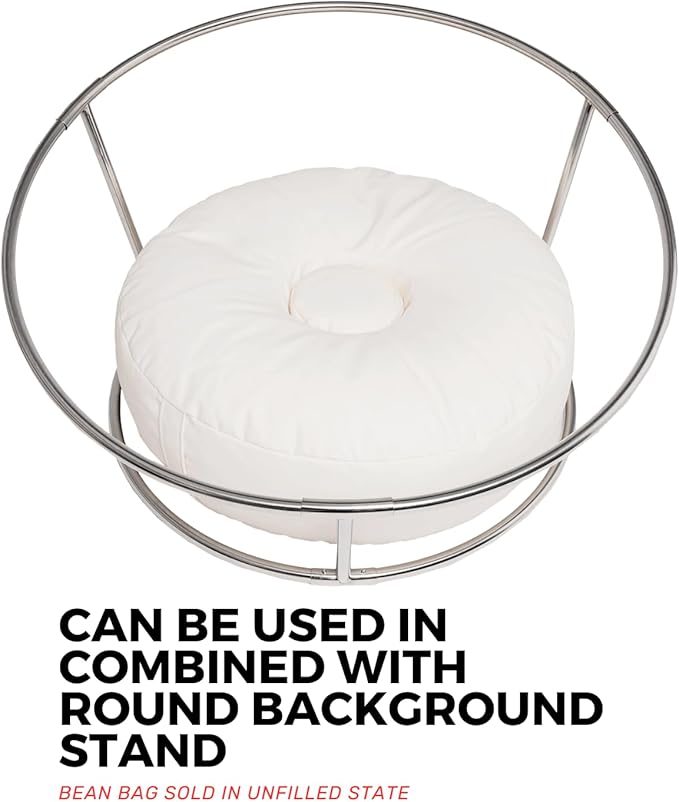 Newborn Photography Beanbag (Unfilled) 32″ Donut Style, Travel Size Posing Prop for Baby Photoshoots, Vegan Leather Baby Posing Pillow with Handle, Wipe-Clean, Ideal for Studio, Home or On-The-Go Use