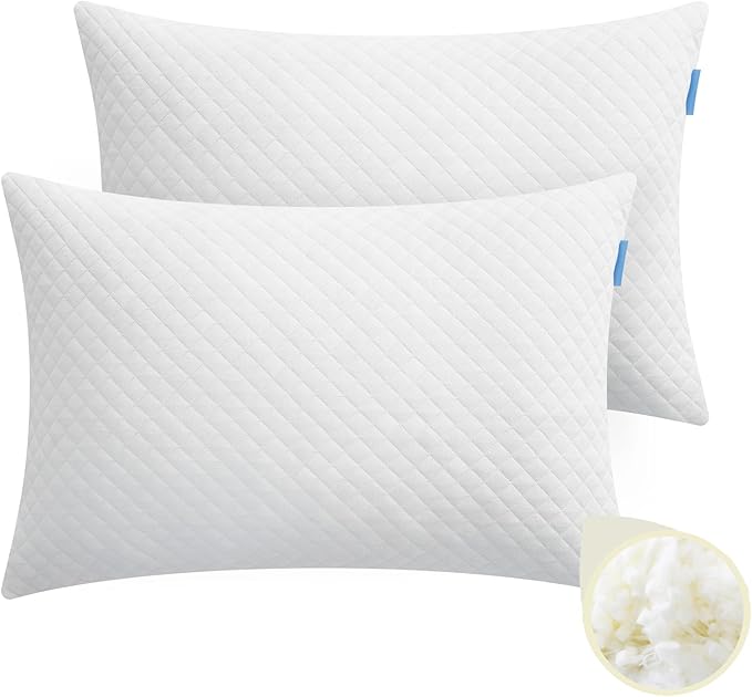 Choc chick Memory Foam Toddler Pillow Pack of 2,20X14' Kids Pillow with Machine Washable Pillowcase Rayon Derived from Bamboo,Adjustable Height Toddler Pillows for Sleeping 2-6 Years Old(White)