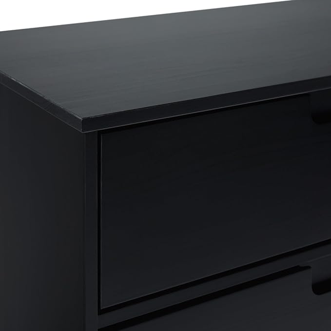 Walker Edison Sloane 3-Drawer Groove Handle Solid Pine Wood Dresser, 36 Inch, Black