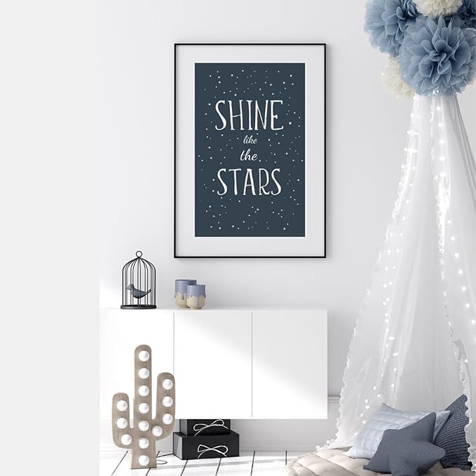 VUVUKU Space Themed Nursery For Baby Boy Print Decor Art Stars Kids Prints Room Wall
