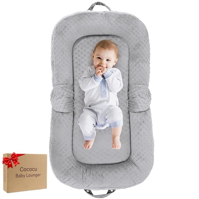 Baby Lounger Pillow- Portable Baby Lounger for Newborn, 0-24 Months,3-in-1 Baby Nest for Home and Travel, Foldable & Soft, CPC Certification Newborn Babies Essentials Gifts, Grey