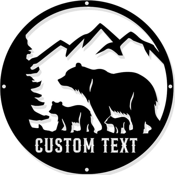 Custom Bear Metal Wall Sign, Personalized Bear Metal Wall Decor, Custom Name Signs, Personalized Cabin Sign, Bear Lover's Gifts