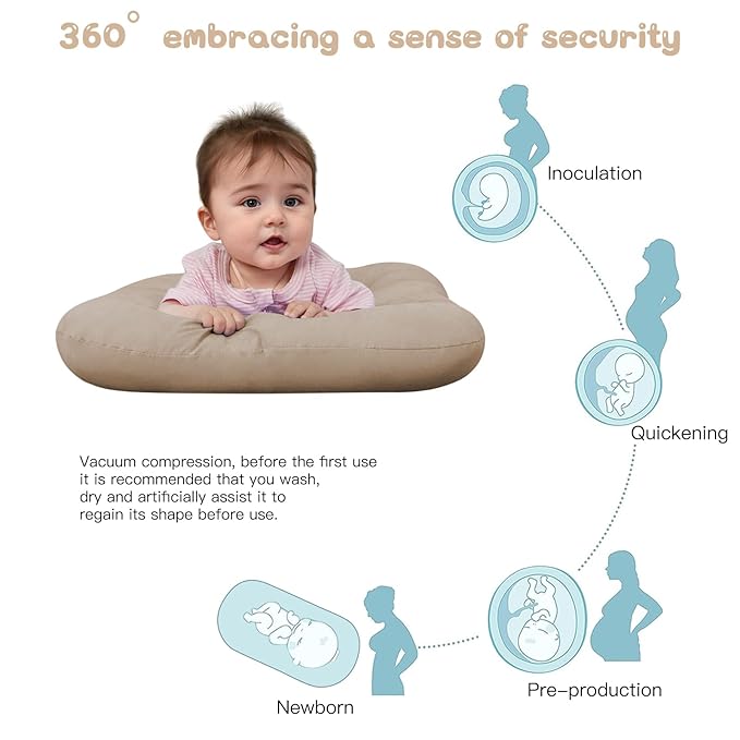 Baby Lounger for Newborn, Bionic Design Baby Lounger, Soft Organic Cotton Breathable Lounger for Infants 0-18 Months (Cream Grey)