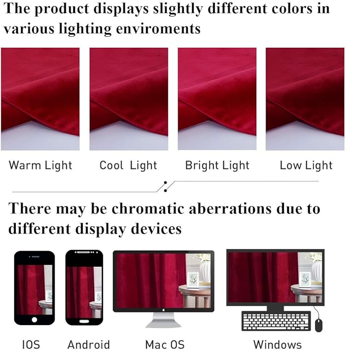 StangH Red Velvet Curtains 96 inches Long for Living Room, Christmas Decor Back Tab Thermal Insulated Privacy Protect Drapes for Bedroom Home Theater, W52 x L96, 2 Panels