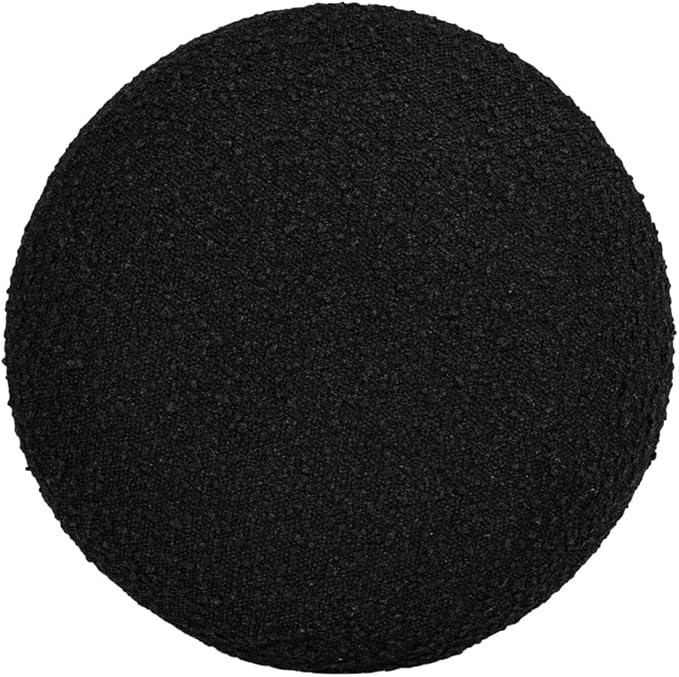 Jennifer Taylor Home Fuji 15" Mushroom Footstool Ottoman Modern, Ebony Black Boucle