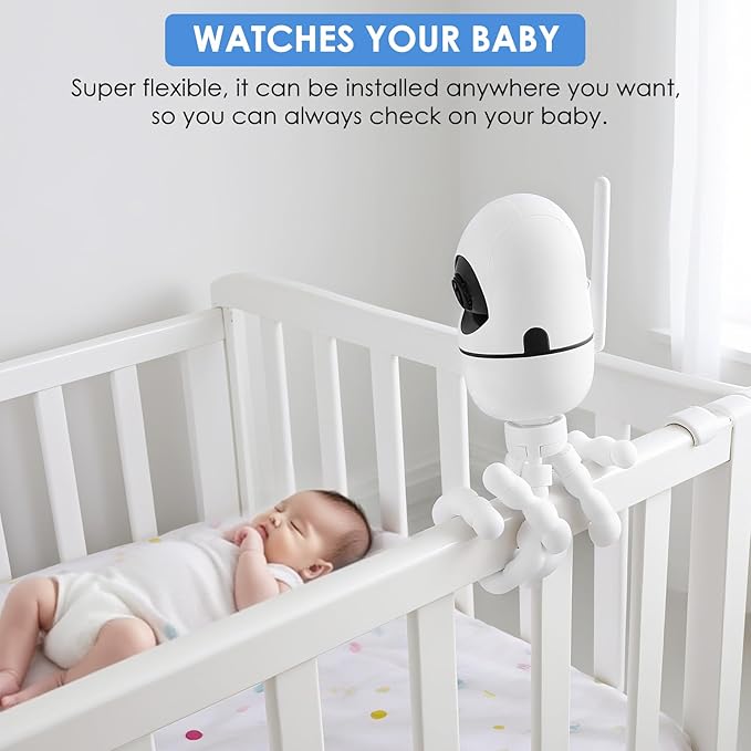 Upgraded Baby Monitor Mount - 7.8'' Adjustable Tripod Baby Camera Mount for HelloBaby HB65/HB40/HB6550/HB66/ HB6339/HB6550 Pro, ANMEATE SM935E, Detachable Tripod Monitor Holder Flex Stand for Crib