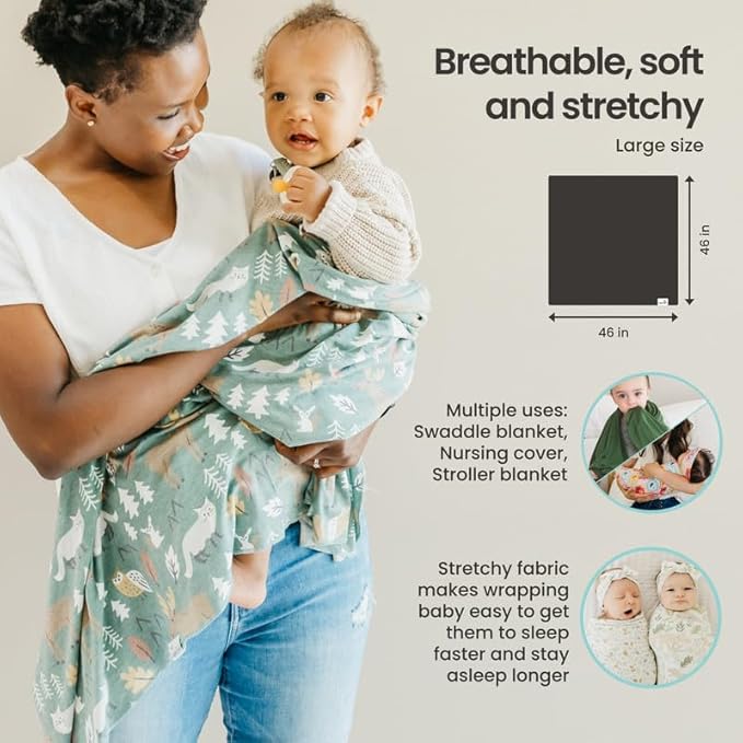 Copper Pearl Large Premium Knit Baby Swaddle Receiving Blanket Fern