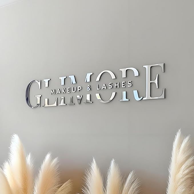 Custom Silver Acrylic Logo Sign for Business Salon or Office Wall Signage (Silver)
