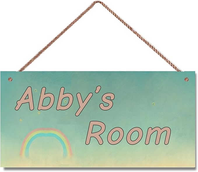 Personalized Name Door Sign Cute Rainbow Teen Décor Wall Art Sign, Custom Wooden Signs Girl Name Hanging Décor