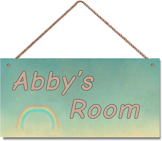 Personalized Name Door Sign Cute Rainbow Teen Décor Wall Art Sign, Custom Wooden Signs Girl Name Hanging Décor