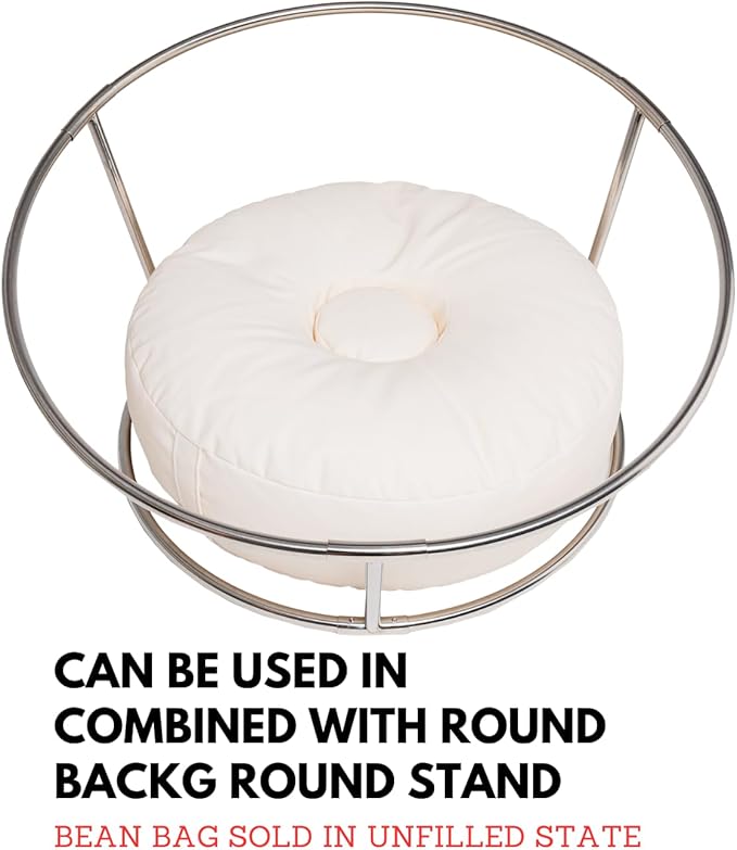 Newborn Posing Beanbag (Unfilled) for Baby Photography | 32″ Donut Style Prop Pillow | Durable Vegan Leather, Handle for Travel, Studio or Home Photos