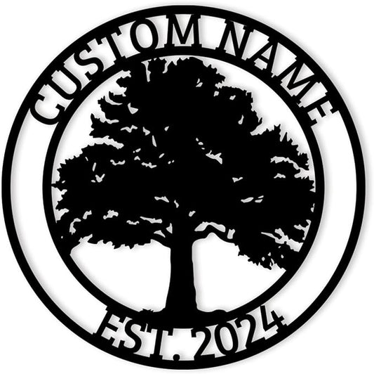 Personalized Metal Yard Sign | Custom Signs Outdoor Metal | Tree Metal Wall Art for Front Door Porch Garden | Personalized Camping Signs | Custom Family Name Sign Woodland Nursery Decor