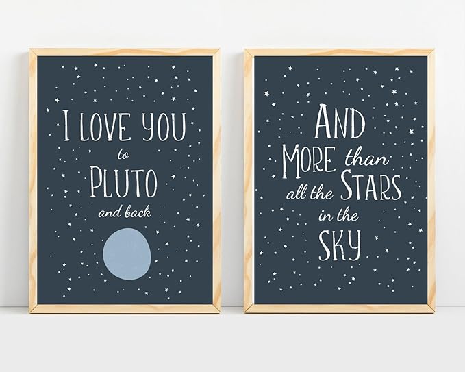 VUVUKU Space Themed Nursery Prints Outer Wall Art For Baby Boy Room Stars Galaxies Planets Kids Decor Bedroom Poster Playroom