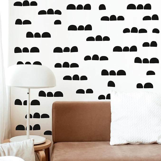 Geometric Wall Decals Vinyl Black Wall Stickers Abstract Art Sticker Modern Stickers Irregular Half Circle Arch Decal Peel and Stick Boho Black Wall Decals for Bedroom Living Room Decor
