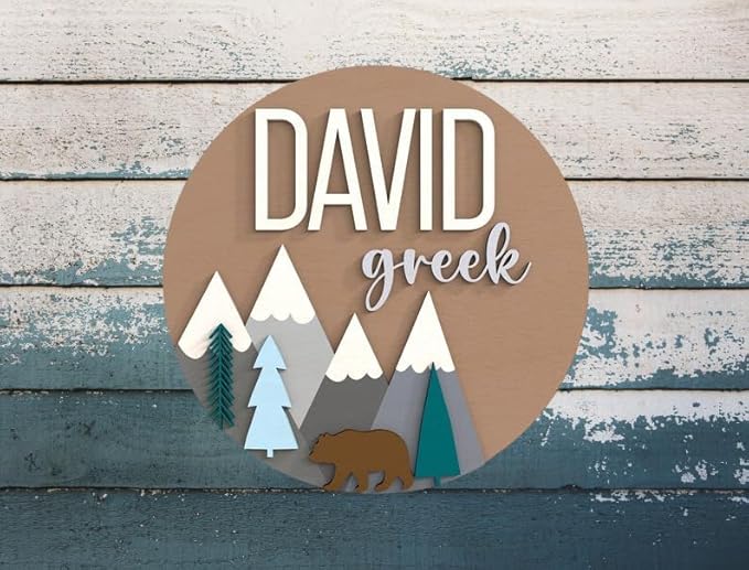 Personalized Wooden Name Sign for Nursery -Bear Custom Name Sign Baby Room Decor, Signs for Kids Room Wall Decor, Gift for Baby Shower, Newborn