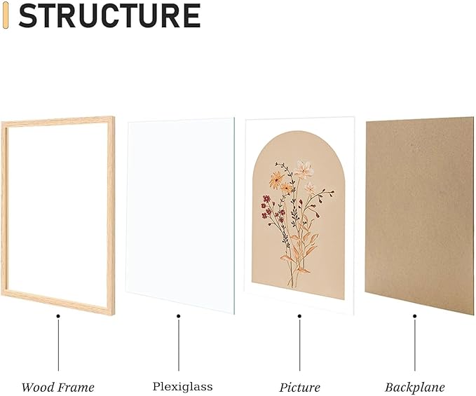CHMMART 3 Piece Boho Wildflower Framed Wall Art Floral Botanical Canvas Art Prints Flower Pictures Wall Decor Minimalist Painting Artwork for Living Room Bedroom Bathroom 12x16in
