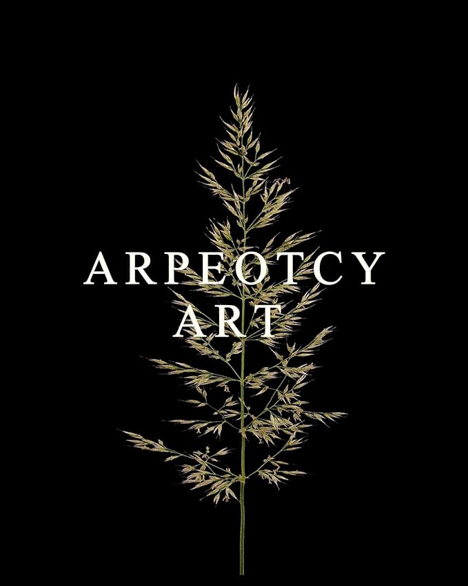 ARPEOTCY Vintage Framed Botanical Wall Art, Bedroom Bathroom Reed Grass Dark Black Art Decor, Canvas Print Retro Paintings, Home Neutral Farmhouse Fall Moody Decor, 8x10 Inch