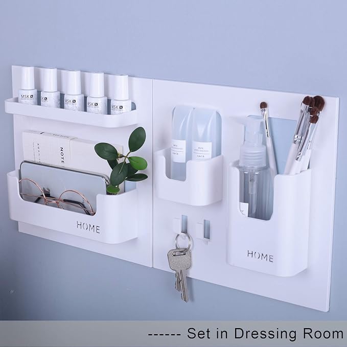 Bright Life Bedside Shelf Bedroom Dorm Room Rack Organizer Storage -Use as Kid Student Wall Shelf to Organize Headphone,Remotes,Glass,Cellphones(Horizontal Type/Black)