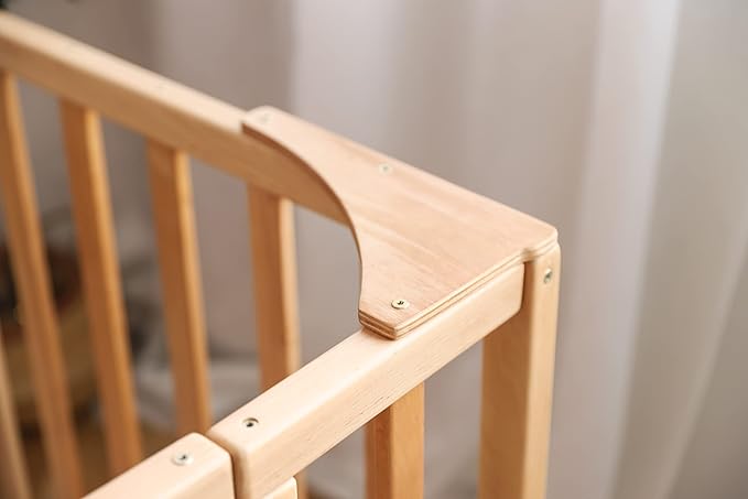 BUSY WOOD Montessori Bed for Toddlers with Railings 31,4 in - Floor Bed Frame for Kids - Platform Bedframe Small, Twin, Full, Queen, King Size (Model 20)