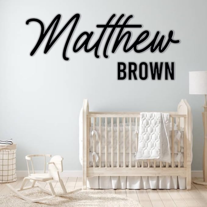 Personalized Wooden Baby Name Sign - Custom Name Wall Decor for Nursery - Boy & Girl Name Signs - Baby Announcement Sign - Wooden Custom Name Signs for Wall (First + Middle Name)