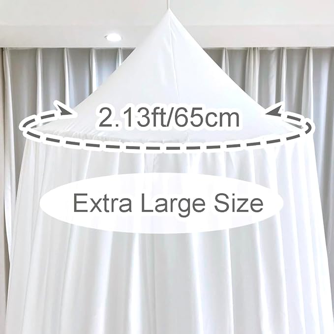 Princess Bed Canopy for Girls, Extra Large Hanging Canopy for Bed, Dreamy Play Tent for Girls Room Bedroom Decoration, Breathable Canopy Bed Curtain for Children Reading Nook - Pure White