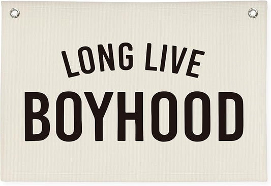 Boy Room Decor,Long Live Boyhood Canvas Banner Nursery Playroom Wall Decor for Boys Bedroom Toddler Decorations Teen Boy Room Decor,Playroom Decor Wall Hanging Flag Canvas Banner 30x20 Inch